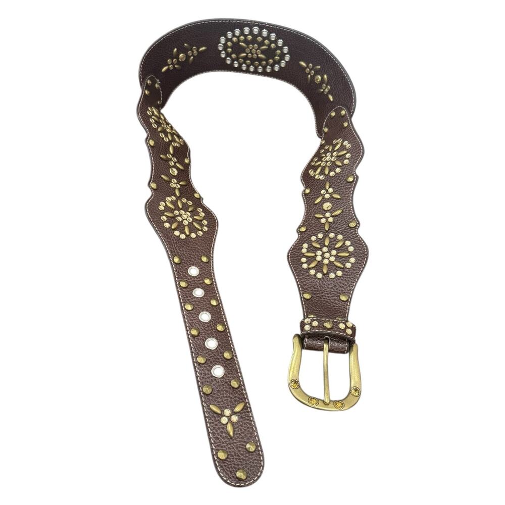 Kathy Van Zeeland Studded Belt Contour Flower Chocolate Size M 32–36" - Picture 5 of 12